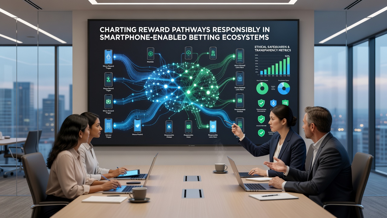 Illustration of data flow between mobile device and betting platform showing reward tracking alongside safety controls