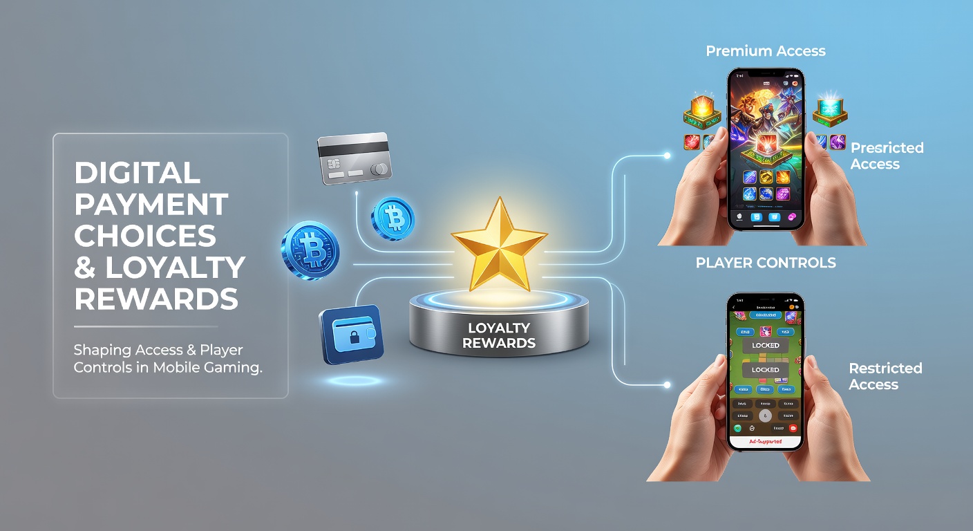 Mobile gaming interface showing digital payment options and loyalty reward tiers