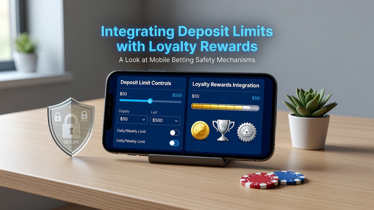 Mobile betting interface displaying integrated deposit limit controls alongside active loyalty reward tiers