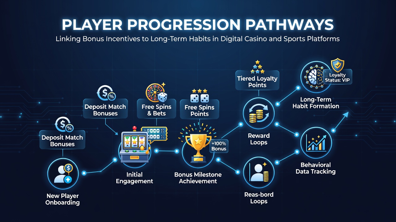 Digital interface showing player progression tiers and bonus rewards in a casino app