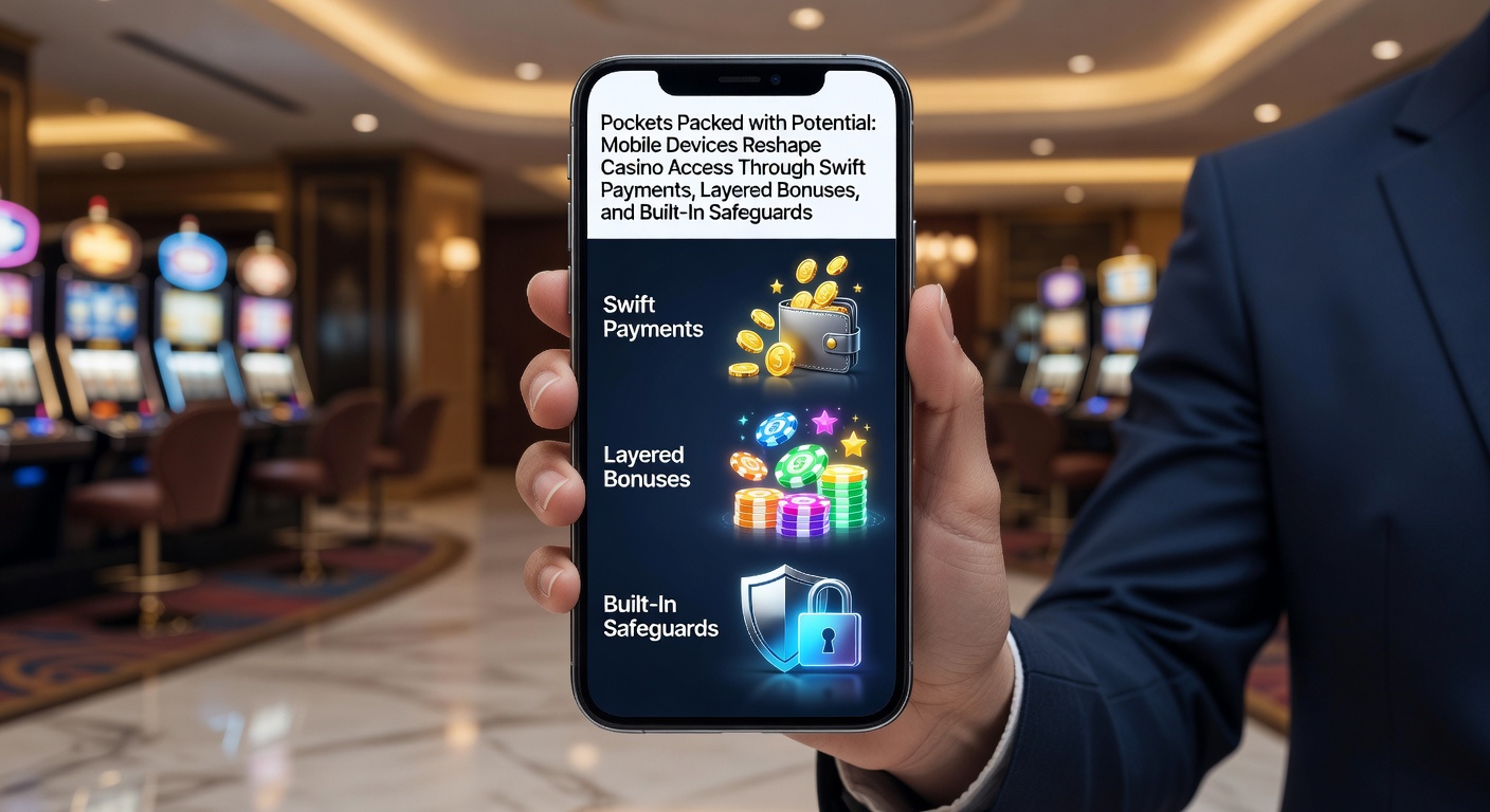Smartphone screen showing a vibrant mobile casino app interface with quick payment icons, bonus wheels, and security locks highlighted for seamless gaming access