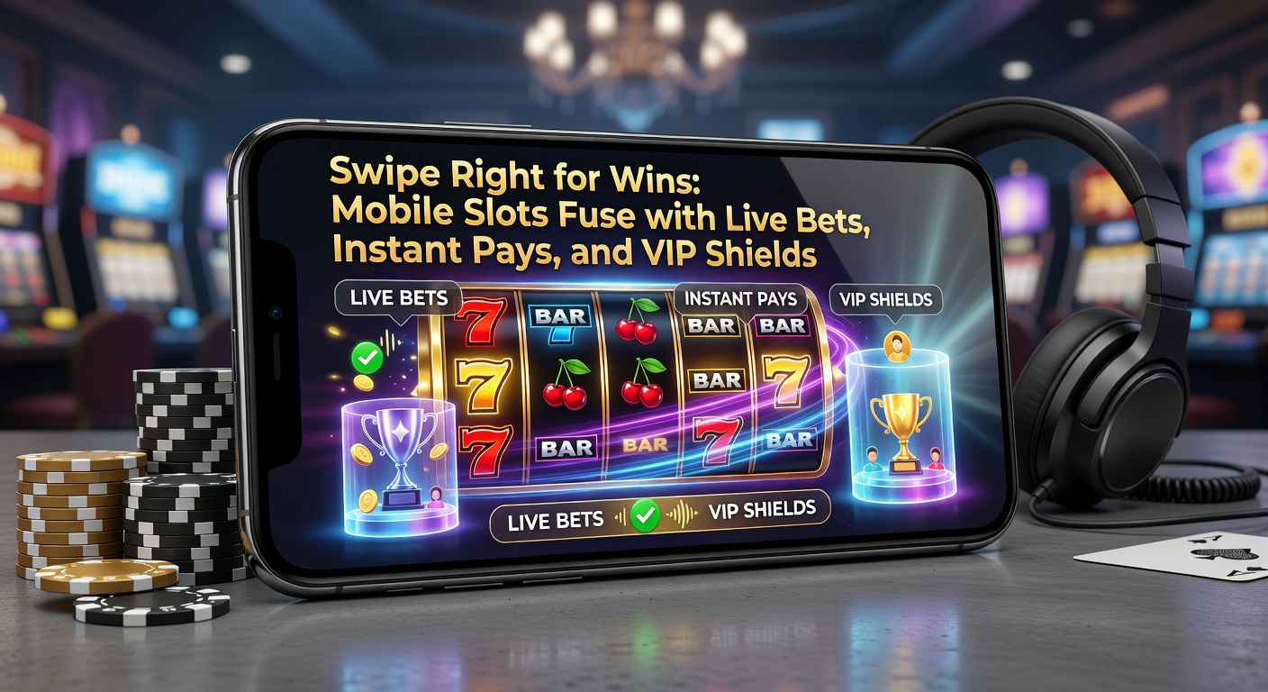 Mobile phone screen showing vibrant slot reels merging with live betting odds and instant payout notifications