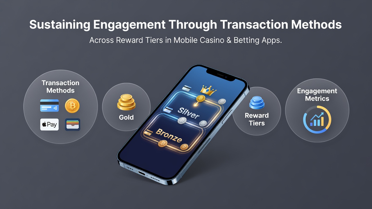Mobile casino interface showing transaction options and reward tier progression on smartphone screen
