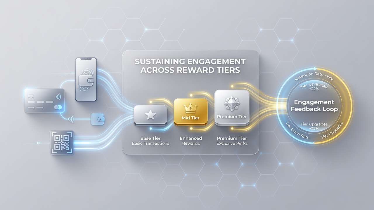 Close-up of mobile app displaying VIP reward tiers alongside various payment method icons