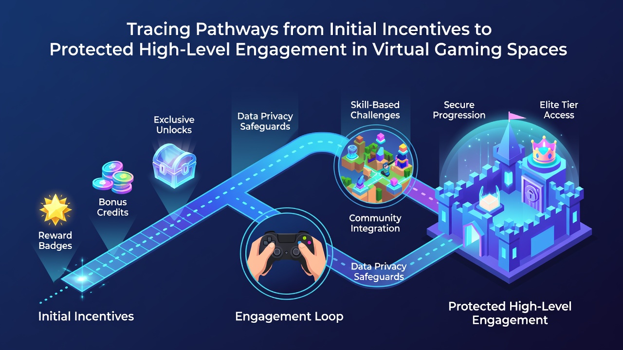 Visual representation of secure VIP program features including player protection tools in virtual casino environments
